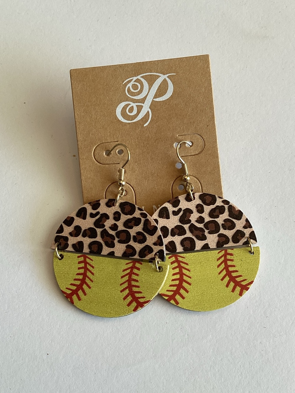 Plunder‎ Leopard & Yellow Softball Dangle Earrings